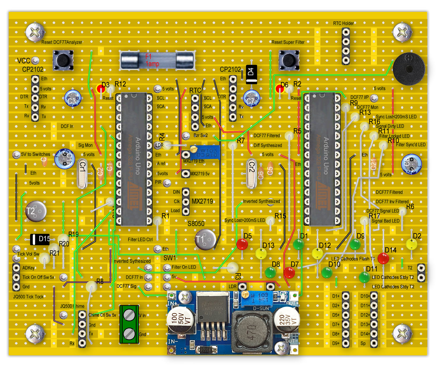 Arduino DCF77 Analyzer Veroboard